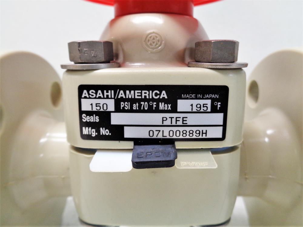 Asahi 1" Flanged Diaphragm 14 Valve, PP Body, PTFE, 1466010